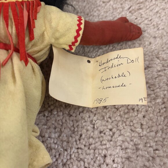 Handmade Native-Inspired Cloth Doll With Yellow Dress‎ Fringe Details - Picture 10 of 11